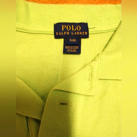 Polo Ralph Lauren Boy's Iconic Mesh Polo Shirt | S(8) | Lime - Picture 6 of 7